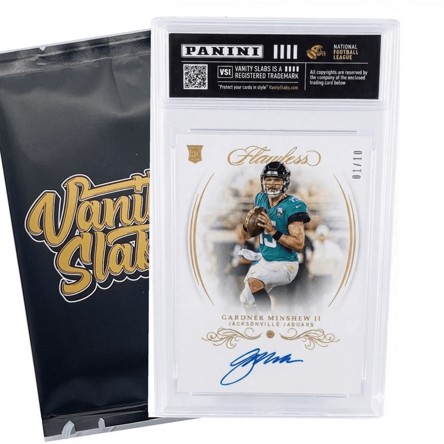 Football Card Mystery Slab | Panini Football Card Sealed in Vanity Slabs Display Case | Rookies Stars Inserts Parallels | Surprise Collector Gift for Football Fans & Kids