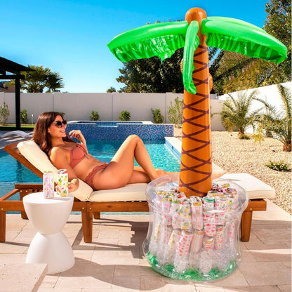 5FT Inflatable Palm Tree Drink Cooler – Tropical Beverage Ice Bucket for Luau Hawaiian Pool Party Decorations | Beach Theme Birthday & Summer Outdoor Party Supplies, Indoor & Outdoor Use