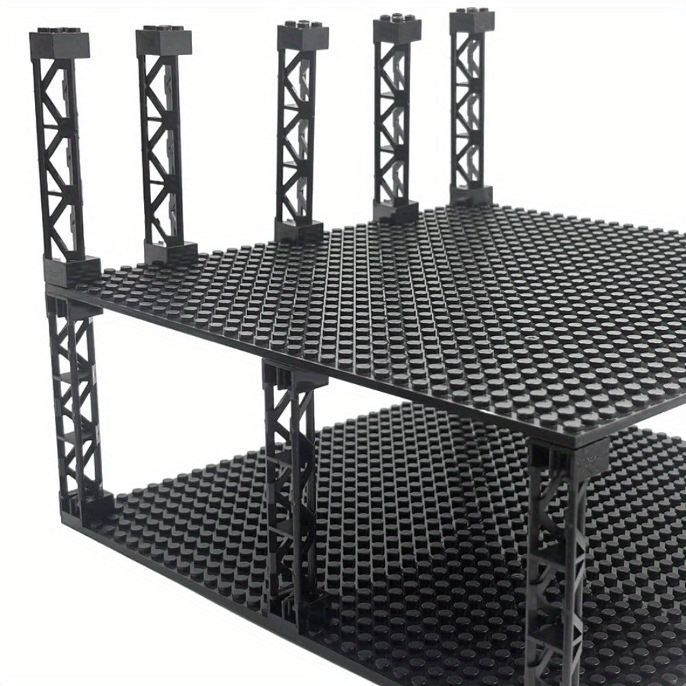 2x2x10 Pillar Support Bricks 20pcs Black – LEGO-Compatible Column Rod Blocks for MOC City Train Girder Military Architecture Builds, Parts 58827 95347, Bulk Brick Accessory for Kids & Adults