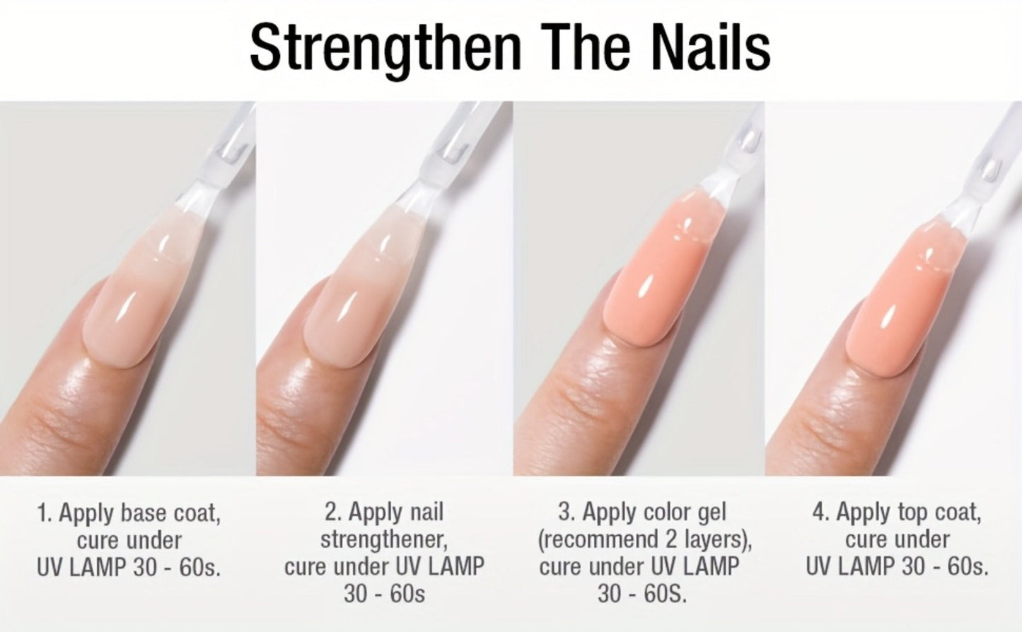 Gel Nail Base & Top Coat Set 4pcs – Glossy Top Coat, Matte Top Coat, Base Coat & Nail Strengthener, UV LED Soak-Off Gel Nail Kit for Long-Lasting Chip-Free Salon Manicure at Home