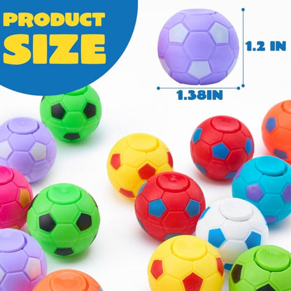 Soccer Fidget Spinners 72 Pack Bulk – 9 Colors 1.3 Inch Mini Spinner Toys for Kids Party Favors Classroom Rewards Goodie Bag Stuffers Birthday Gifts