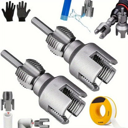 Pipe Thread Cutting Tool – High-Speed Steel Electric Drill Compatible PVC & Steel Pipe Threader, Inside & Outside Threading for 1/2" & 3/4" Pipes, Professional Plumbing & DIY Kit