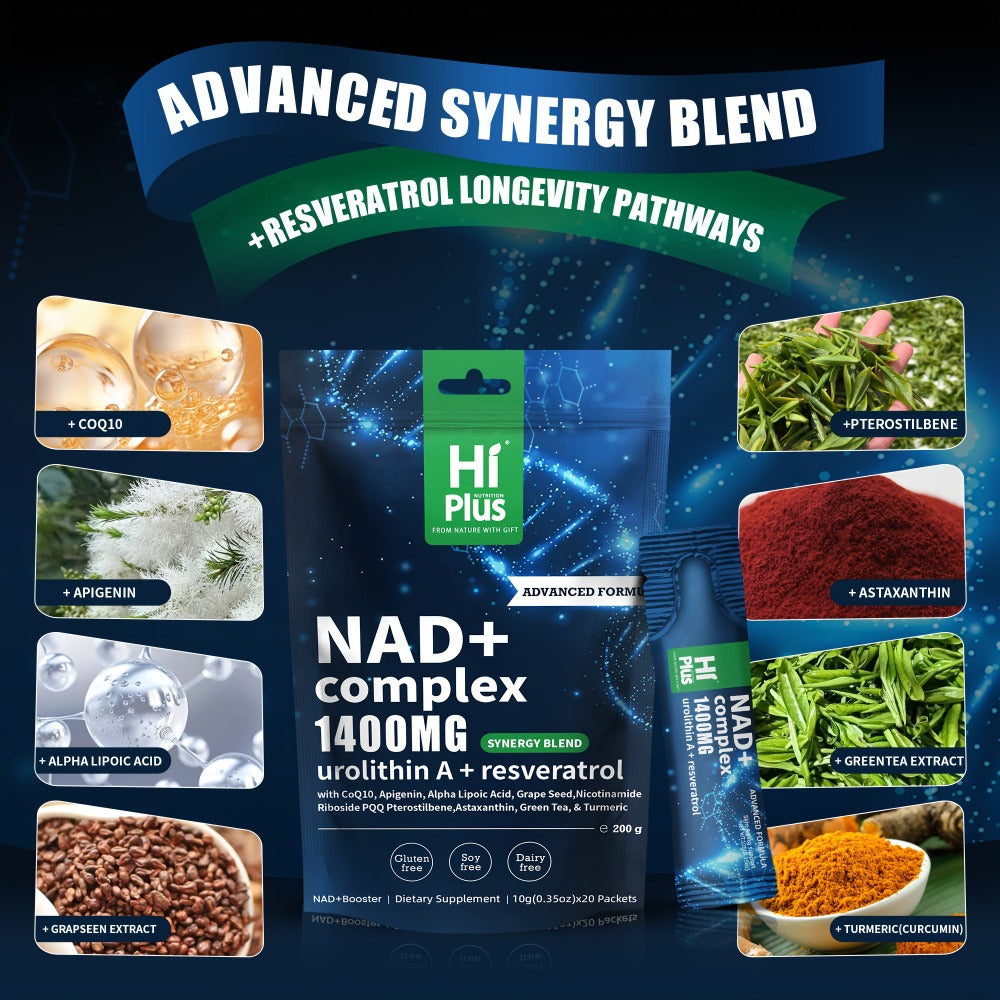 NAD+ 1400mg Liposomal Energy Bar with Niacinamide Ribofuronate & Resveratrol - Cellular Energy Focus & Anti-Aging Supplement - Sweet Berry Flavor 20 Individually Portable Packs