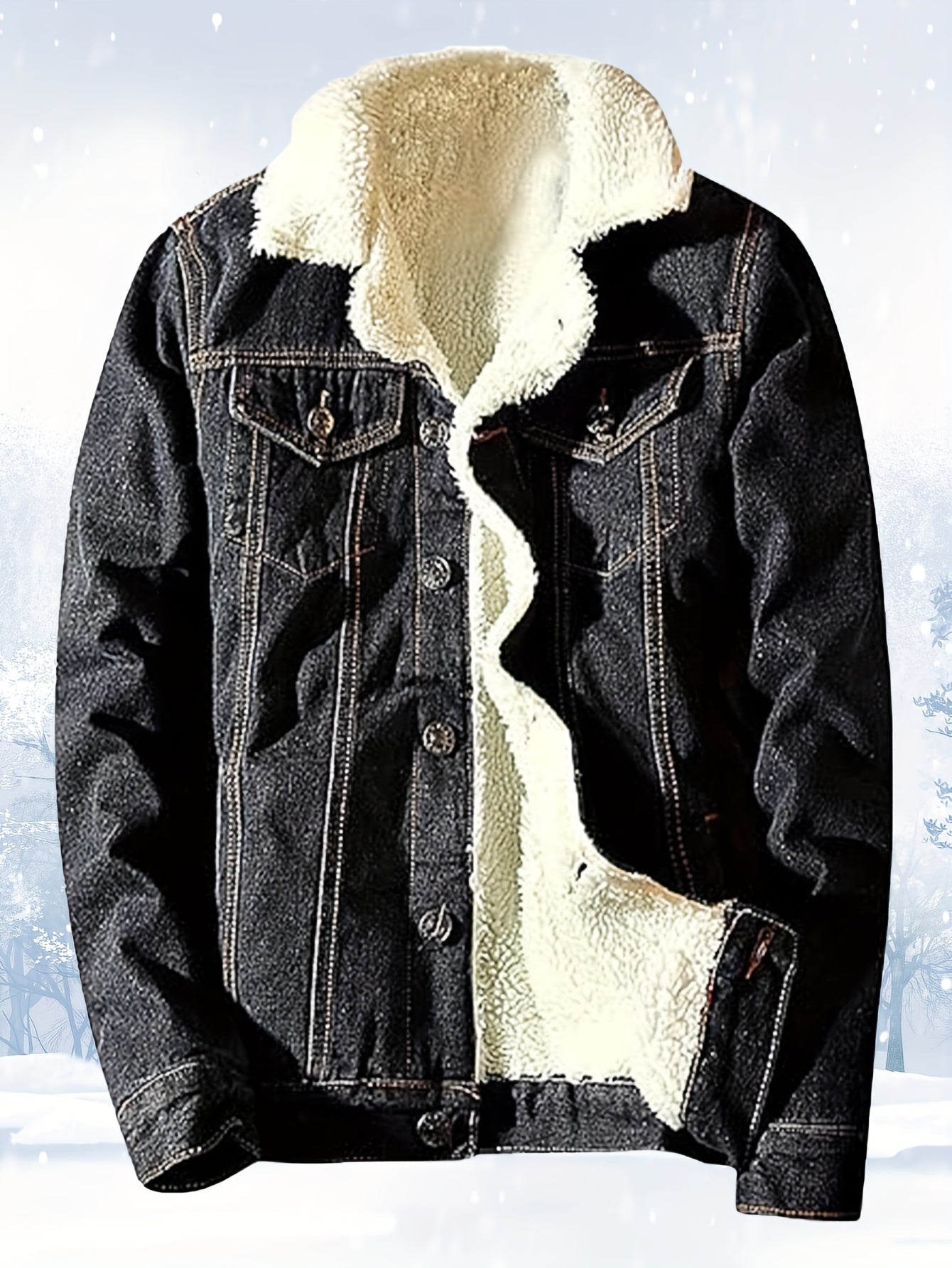 Men's Cozy Denim Button-Front Jacket