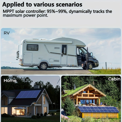 100A MPPT Solar Charge Controller with LCD Display Auto Tracking for 12V 24V 36V 48V Systems Lead-Acid Lithium LiFePO4 Batteries Off-Grid Solar RV Boat Camper