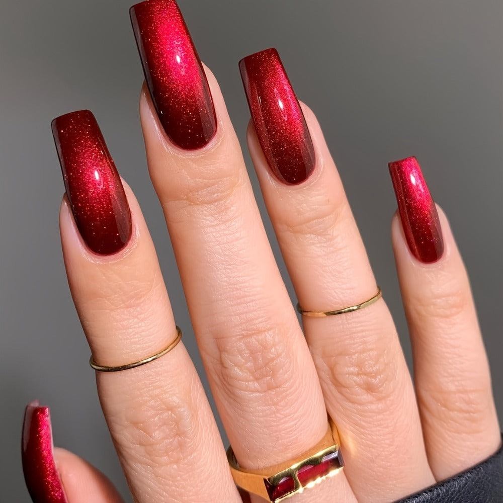 Glitter Gel Nail Polish Set 6pcs Metallic Sparkle – Liquid Glitter Soak-Off Gel in Red & Purple, LED Curable High-Shine Nail Art Kit 0.24oz Each for Salon & Home Manicure Women by LILYCUTE