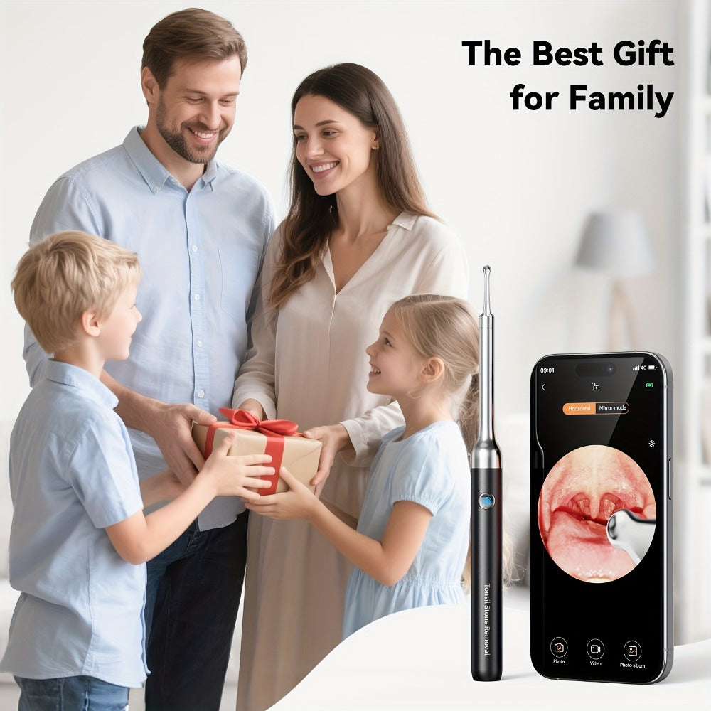 Intelligent Visual Tonsil Stone Removal Kit – 1080P HD Camera, 6 LED Lights, Wi-Fi & App Connection, Multi-Accessory Oral Inspection Tool for All Ages