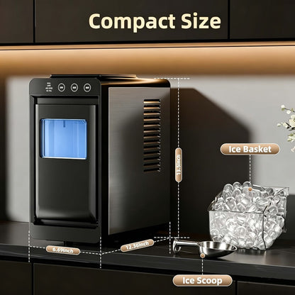 Countertop Ice Maker – 26 Lbs in 24 Hours, Selectable Ice Size, Internal Lighting, Self-Cleaning Portable Ice Machine with Basket & Scoop, Compact Design for Home, Kitchen & Office Use