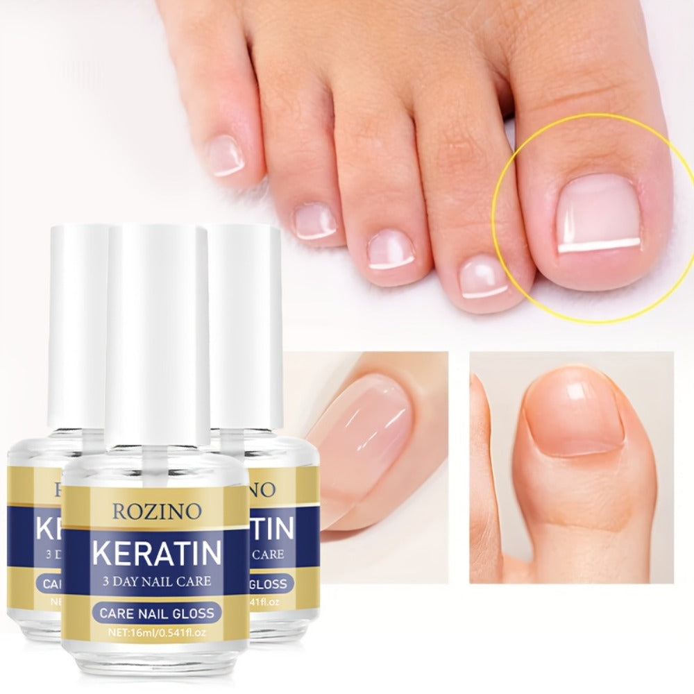 Keratin Nail Polish Strengthener 3pcs – Aloe Vera & Lavender Moisturizing Treatment for Dry Brittle Peeling Nails, Instant Hydration, Korean Skincare Formula, Natural Nail Care for Hands & Fingernails