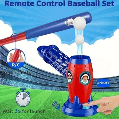 Kids Automatic Baseball Pitching Machine Toy Set – Fully Automatic Children's Baseball Trainer with Bat, Ball Machine & 10 Balls | Sports Training Gift for Boys and Girls