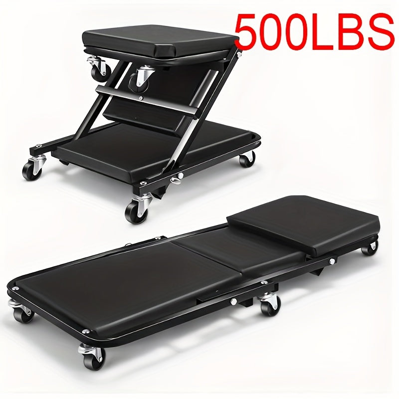 36 Inch,foldable Z-crawler 2-in-1 Crawling Suit,300 Pound Capacity, Adjustable Roller Coaster Rolling Folding Car Crawling Suit, New Gift for Husband, with 6 2.5-inch Wheels, Suitable for Car