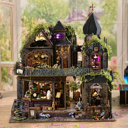 3D Wooden Puzzle Magic Castle Model Kit – DIY Assembly with Owl, Magic Hat & Flowers, Bookshelf Desk Decoration, Unique Gift for Adults Teens Birthday Valentine Halloween Christmas