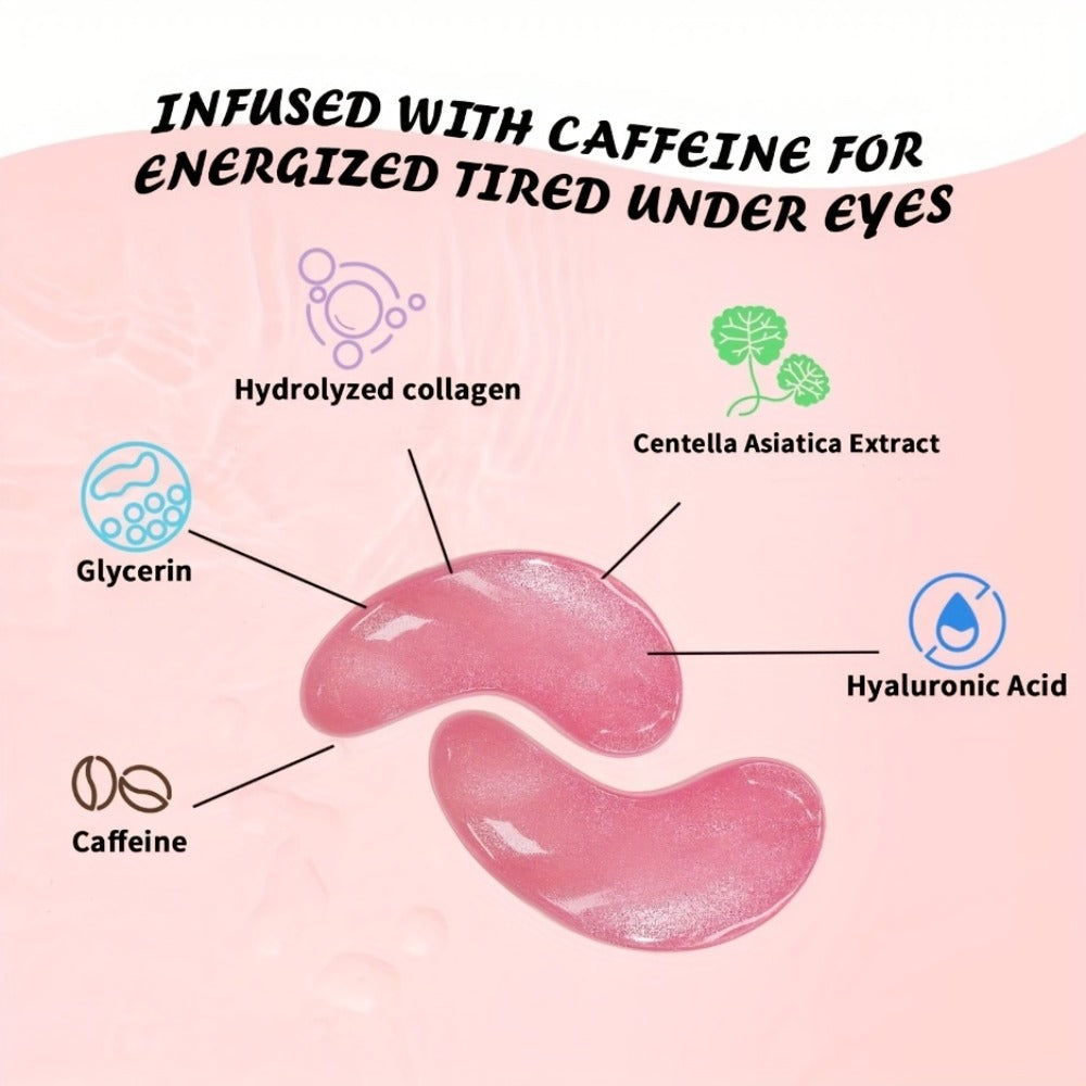 Caffeine Eye Mask 25 Pairs Under Eye Patches with Collagen Hyaluronic Acid Glycerin - Reduces Dark Circles Puffiness Firms & Hydrates Korean Skincare Eye Pads for Women Men All Skin Types