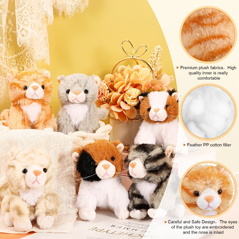 Kitten Stuffed Animal Plush Bulk 16 Pack 5 Inch – Assorted Cute Cat Plush Toys for Party Favors, Birthday Gifts, Classroom Rewards & Halloween Christmas Giveaways