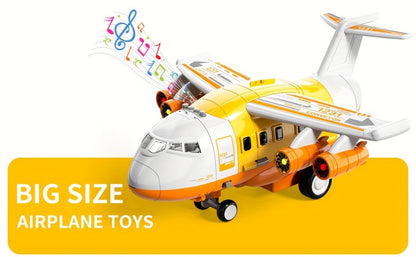 Jumbo Transport Airplane Toy for Kids with 10 Cars & Spray Mist, Cargo Plane Playset Toddler Boy Girl Birthday Gift Ages 3+