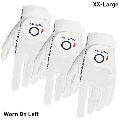 Wet Weather Golf Gloves Rain Grip 3-Pack for Men | Breathable Water-Resistant Golf Gloves for Left & Right Hand – Durable Comfortable Fit in Hot & Wet Conditions (Black, Gray, White | S–3XL)