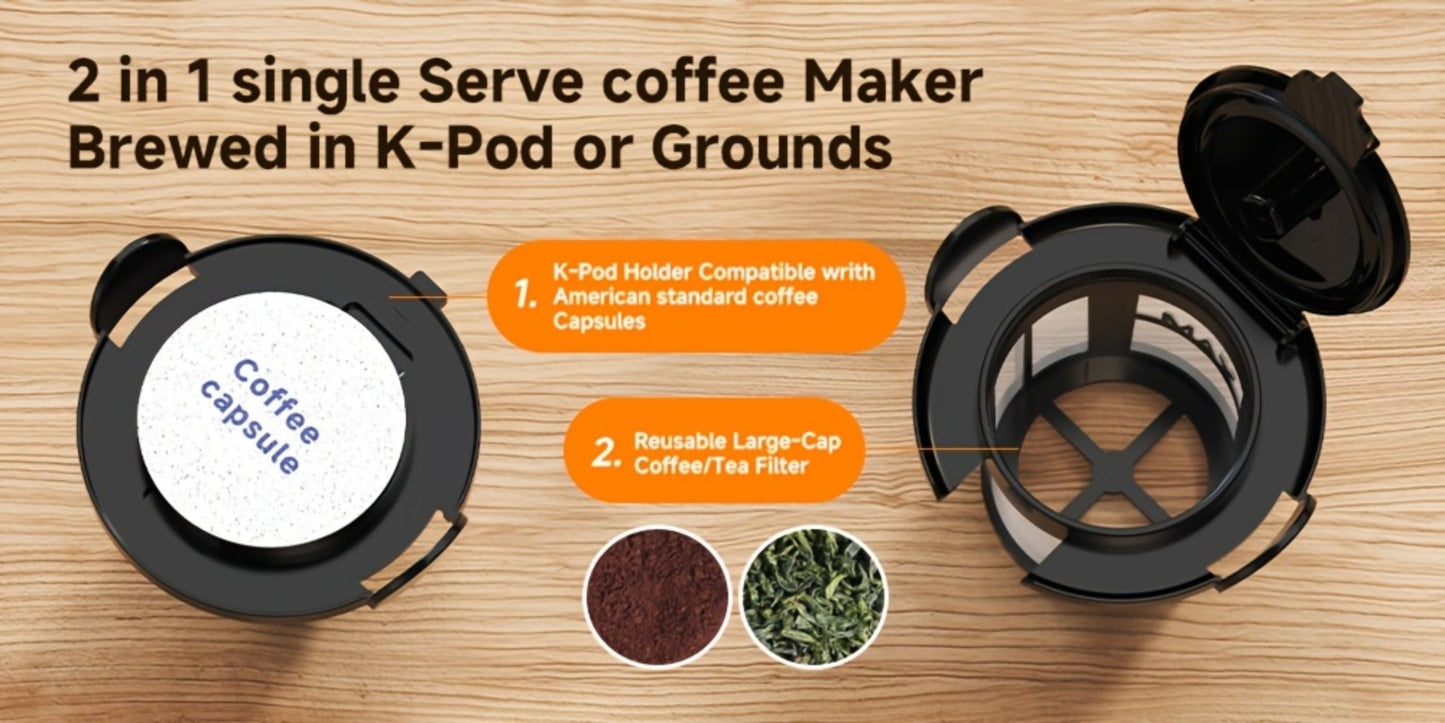 Coffee Maker One-Button Compact Specialty Coffee Machine – Fast Home Brewing, Space-Saving Countertop Design, Barista-Style Results, Available in Black & White