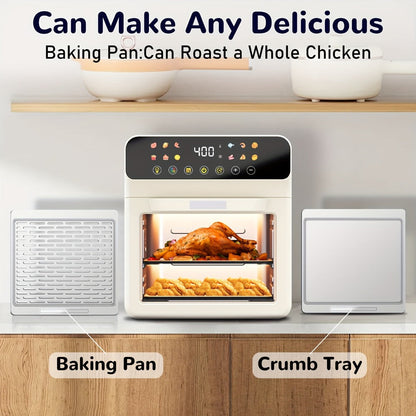 Air Fryer Oven 12-in-1 Large 12-Quart Smart Countertop Oven with 12 One-Touch Preset Functions, Smart Cook Program, Viewing Window, Interior Light, Adjustable Time & Temp, Oil-Free Family Cooker