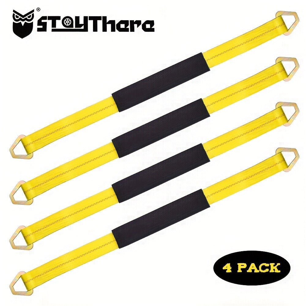Axle Tie Down Straps 2" x 36" – Heavy Duty Car Tow Straps with D-Rings & Protective Covers for Car, Truck, Trailer & UTV | Wrecker & Flatbed Towing