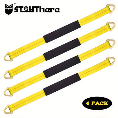 Axle Tie Down Straps 2" x 36" – Heavy Duty Car Tow Straps with D-Rings & Protective Covers for Car, Truck, Trailer & UTV | Wrecker & Flatbed Towing
