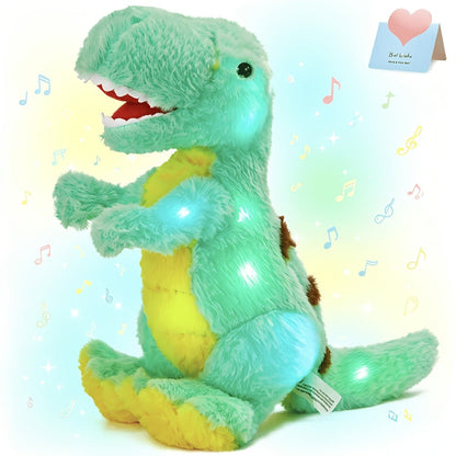 Dinosaur Stuffed Animal Light Up Musical T-Rex Plush Toy for Kids – Glowing Tyrannosaurus Rex with Sound Effects, Soft Cuddly Dino Plush, Birthday Easter Christmas Gift for Boys Girls Ages 3+