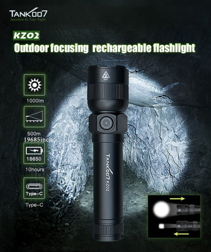 Mini LED Flashlight 18650 Rechargeable Battery | Adjustable Focus & Brightness Zoomable Compact Torch | Textured Grip for Camping Fishing Hiking Outdoor Adventures & Emergency