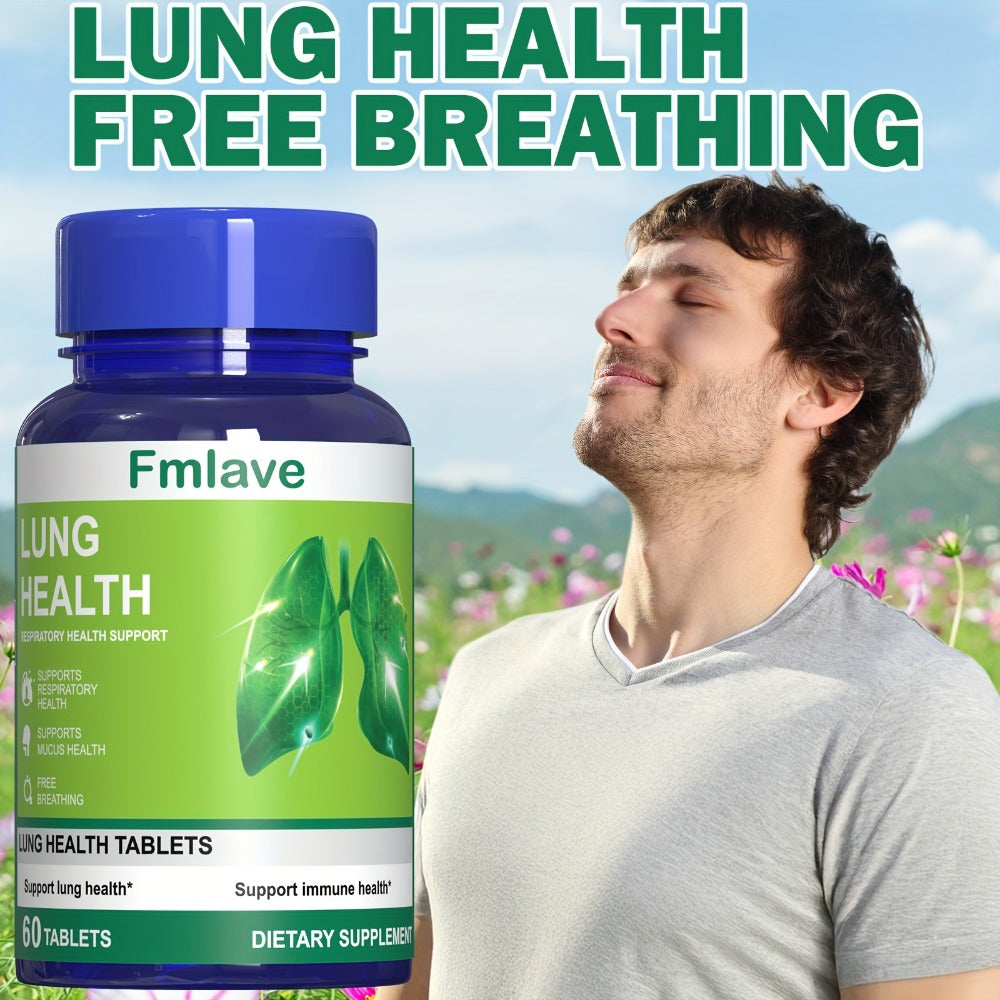 Herbal Lung Cleanse Supplement 60 Tablets — Respiratory Health Support, Breathing Comfort, Mucus Clearance & Immune Boost | Natural Lung Detox for Women & Men | 36g Herbal Extract Blend