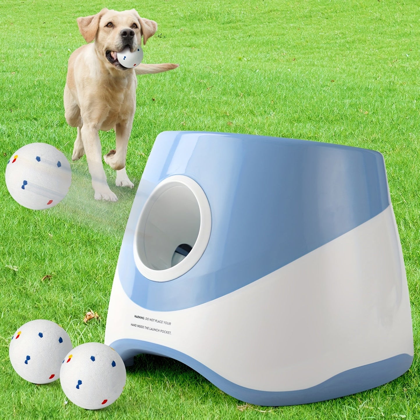 Dog Ball Launcher Automatic - 3-Speed Adjustable Ball Thrower Machine with 3 Chew-Proof Tennis Balls, Safe Low Voltage Under 36V, Indoor and Outdoor Dog Training Toy for Puppies and Active Dogs