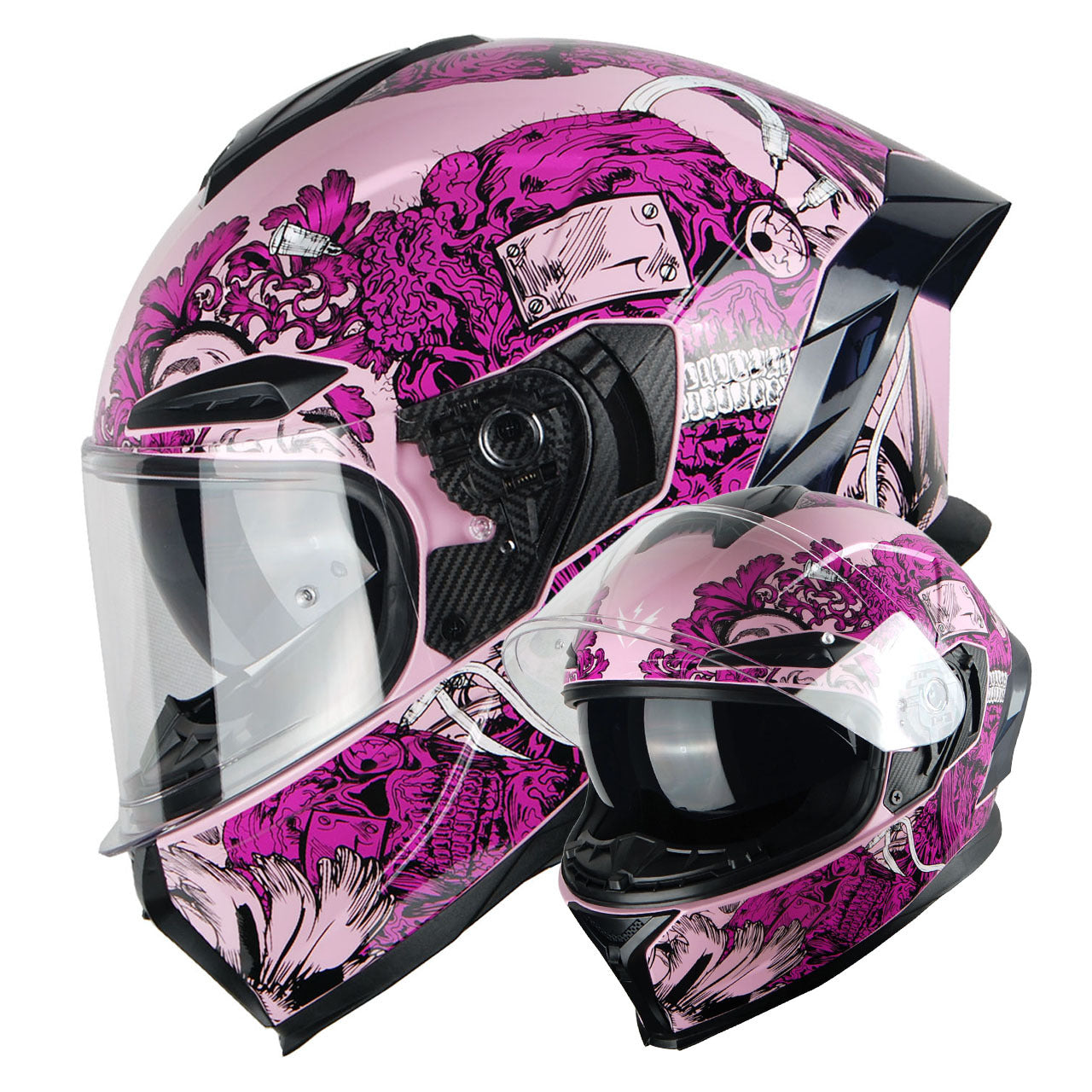 Motorcycle Full Face Helmet DOT Adults Street Bike Dual Visor Sun Inner Shield Anti Fog Pinlock Shield HJAH15