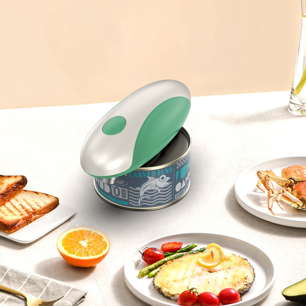 Electric Can Opener One-Touch Automatic – USB Rechargeable, Smooth Edge Safety, Auto Power-Off, Cordless for Kitchen, Camping & Seniors