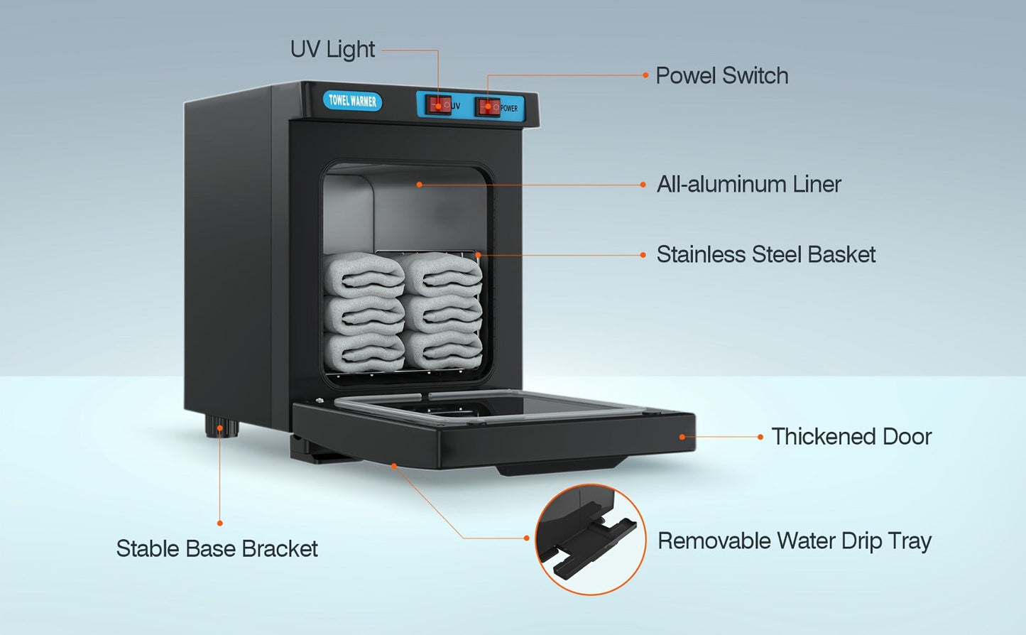 UV Hot Towel Warmer Cabinet 1.32 Gal 2-in-1 Heating & UV Sterilization — Freestanding Professional Spa Heater for Salon, Barber, Esthetician, Gym, Hotel & Home, Black & White