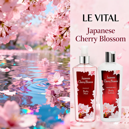 Cherry Blossom Gift Set for Women Body Lotion and Body Mist Japanese Sakura Fragrance Moisturizing Softening Skin Care Set - Perfect Valentine Birthday Mother's Day Bridal Shower Holiday Gift