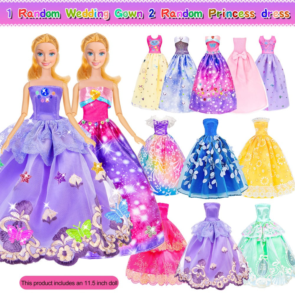 Doll Clothes & Closet Playset 91pcs for 11.5 Inch Fashion Dolls – Wardrobe with Princess Gowns, Dresses, Shoes, Handbags & Accessories, Creative Dress-Up Toy Gift Set for Girls Ages 3+