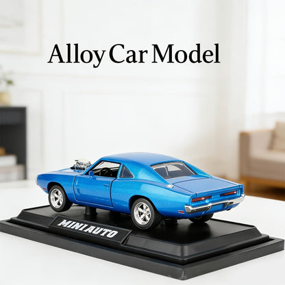 Dodge Challenger Diecast Model Car Zinc Alloy Collectible Static Replica – Highly Detailed Home & Office Decor, Birthday Christmas Gift for Car Enthusiasts (Blue / Black / White)