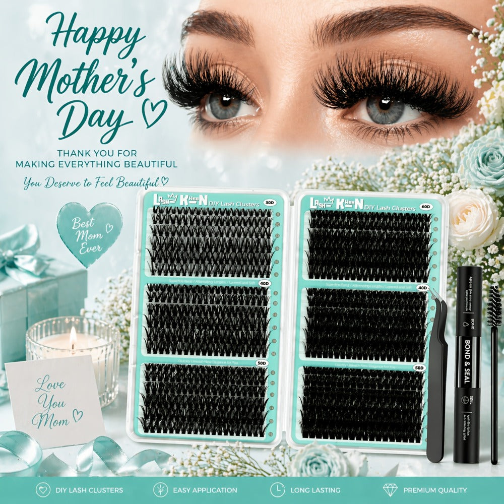 Lash Clusters Kit 708Pcs with Tweezers, Glue & Brush – Soft Silky Fiber False Eyelashes Full Voluminous DIY Lash Extension Set for Party, Wedding, Bridal & Daily Makeup, Beginner to Pro