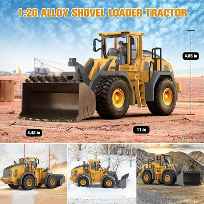 RC Wheel Loader Toy 1:20 Scale 2.4GHz 9-Channel Remote Control Construction Truck with Realistic Lights & Sounds – Building Vehicle Toy for Kids Boys Ages 6+ | Best Birthday Christmas Gift