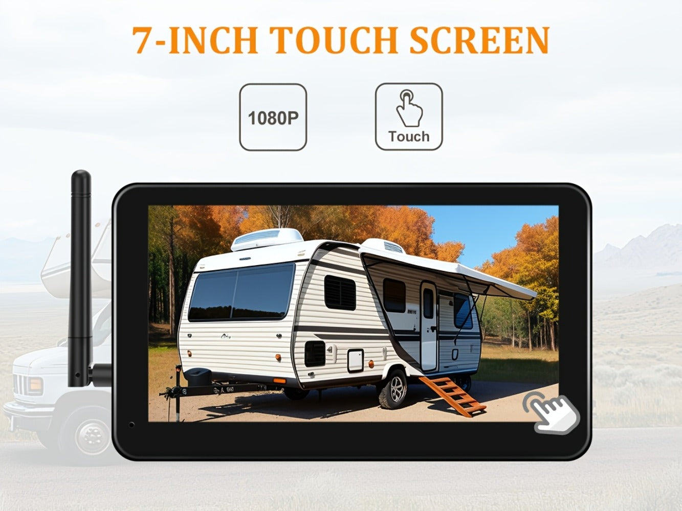 RV Backup Camera Wireless System – 7" HD 1080P Touchscreen Monitor, Night Vision, BSD Blind Spot Detection, 4-Channel, Furrion Compatible, Plug & Play for Trailer Truck Camper Motorhome