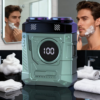 Portable Mini Electric Rotary Shaver for Men — USB Rechargeable Dual Head Cordless Razor, One-Button Operation, Long Battery Life, Pocket Size for Travel Home Gym, Gift for Him