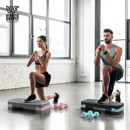 Aerobic Stepper Set with 2 Dumbbells & Measuring Tape – Adjustable Height 4"/6" Exercise Step Platform, Non-Slip Surface, 550 LB Capacity, Home Gym Cardio Workout Equipment, Great Holiday Gift