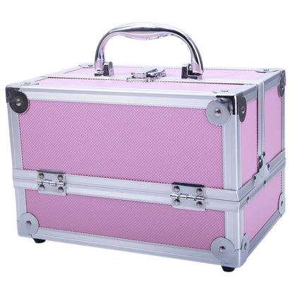 Aluminum Makeup Train Case with Wheels Large Capacity Lockable Cosmetic Trolley Organizer Adjustable Dividers Retractable Handle for Makeup Artists Salon Travel Black Silver Pink Beauty Gift