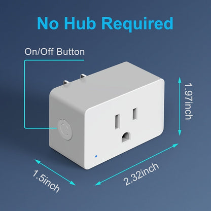 Smart Plug WiFi 15A with Timer Group Control App Remote Works with Alexa Google Home SmartThings Home Assistant Compatible Space-Saving Design 2 Pack 5 Pack