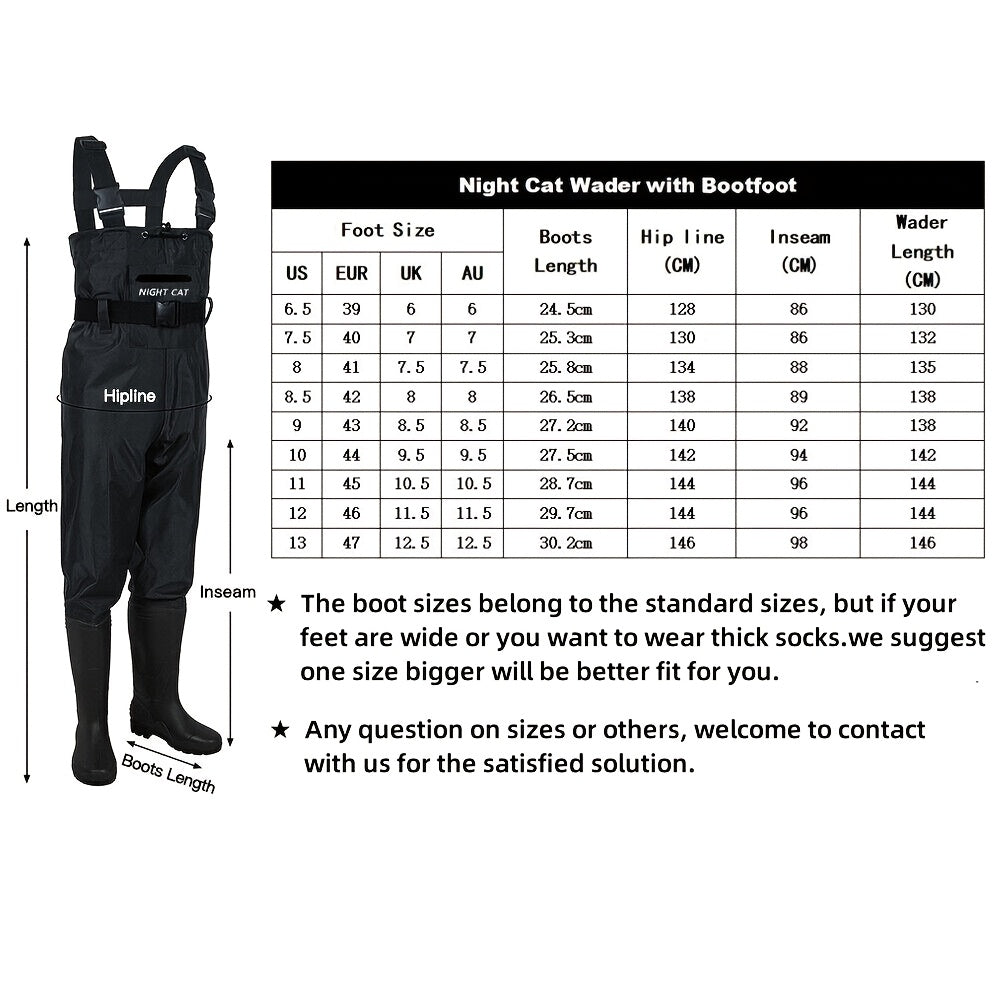 Waterproof Chest Waders for Men – Bootfoot PVC Fishing Suit with H-Back Suspenders, Anti-Slip Rubber Boots | Sizes 7.5–13 | Ice Fishing, Fly Fishing, Saltwater & Hunting