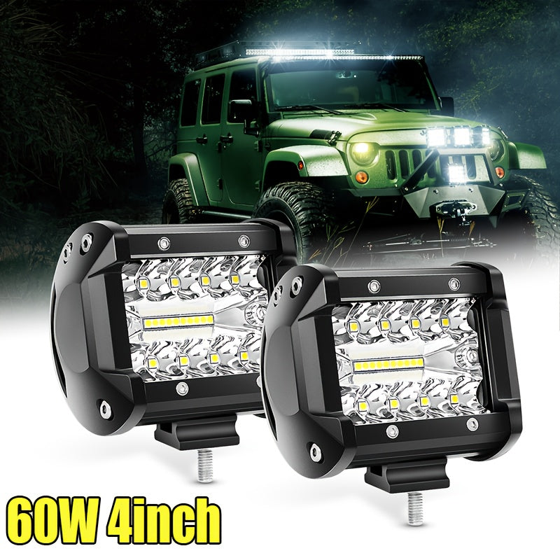 2pcs 18W Spot Driving Fog Light Off Road Led Lights Bar 2" Tow Hitch Bracket With Wiring Harness Kit -2 Leads, Without Battery