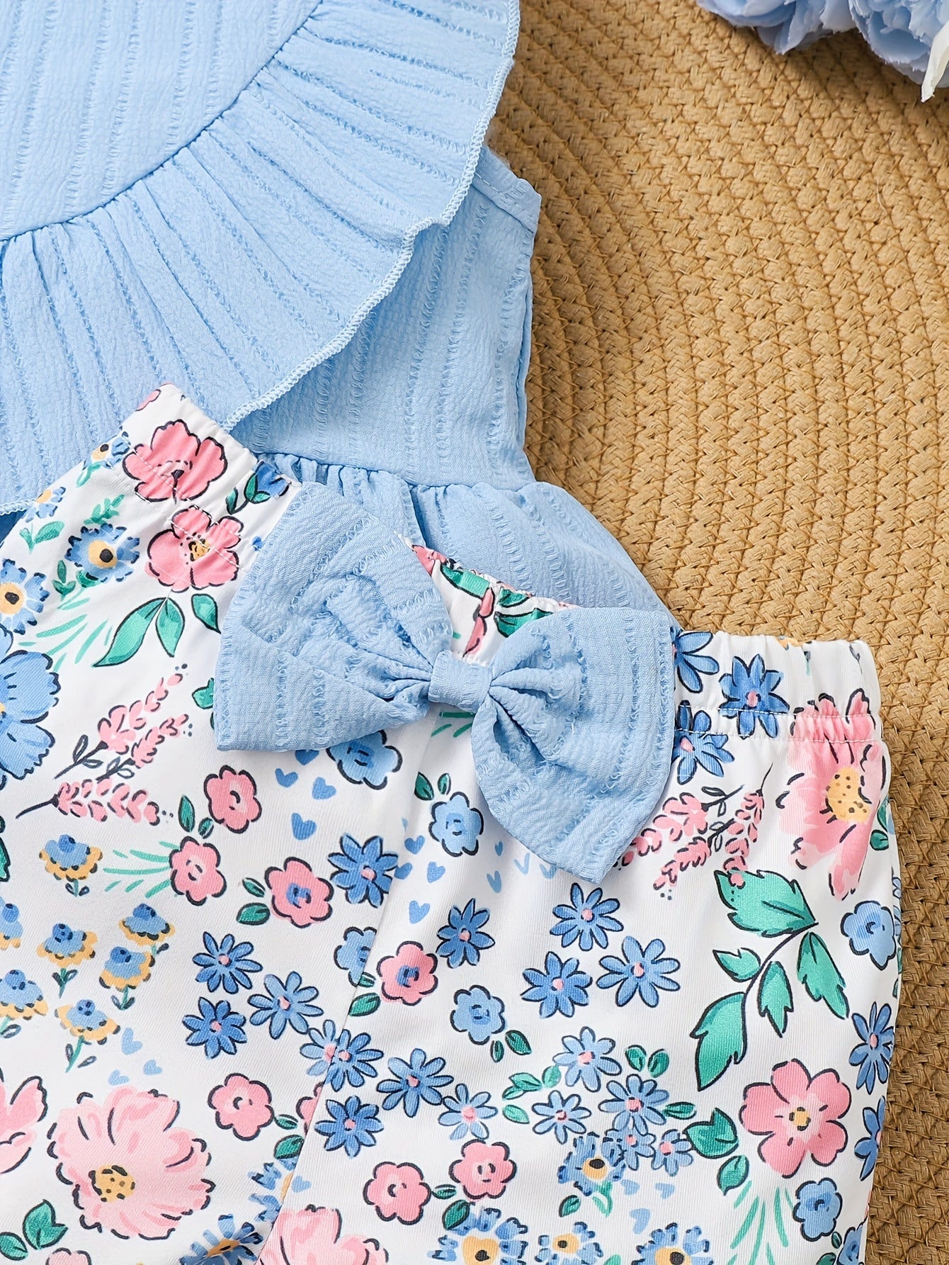 Girls' Floral Outfit Set - Sleeveless Summer