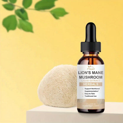 Lion's Mane Mushroom Liquid Drops 2fl oz Natural Herbal Extract for Brain Support, Focus, Memory & Cognitive Clarity for Men & Women