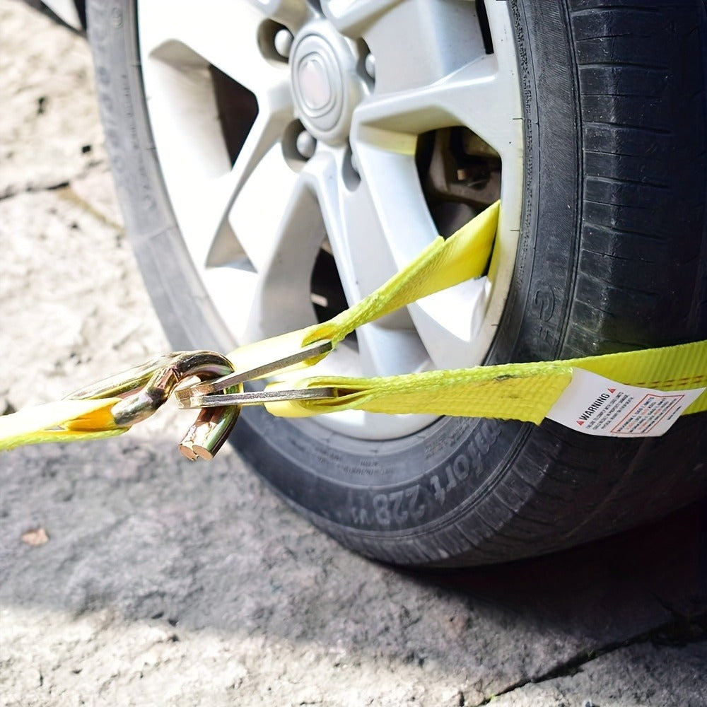 Axle Tie Down Straps 2" x 36" – Heavy Duty Car Tow Straps with D-Rings & Protective Covers for Car, Truck, Trailer & UTV | Wrecker & Flatbed Towing