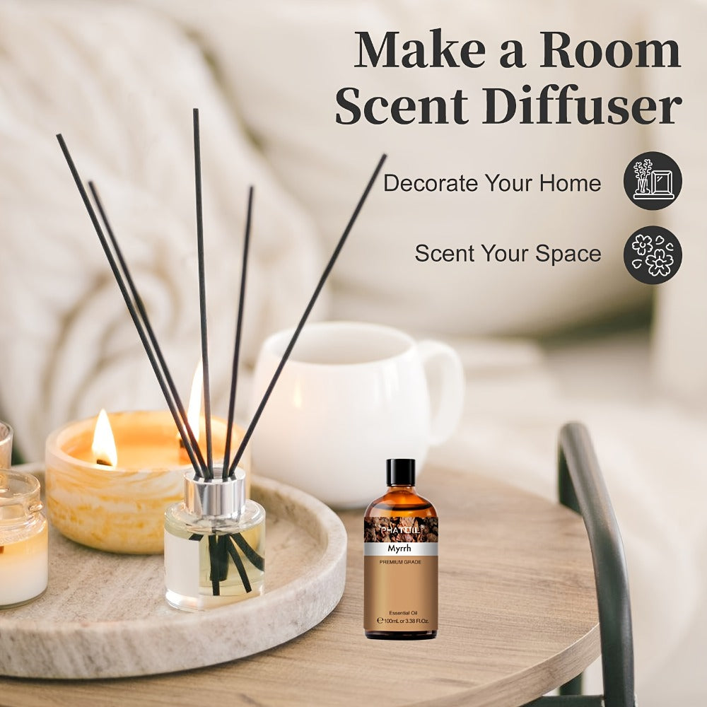Myrrh Essential Oil 100ml – Pure Undiluted Therapeutic Grade Natural Oil for Diffuser, Humidifier, Candle Making & Skincare | Long-Lasting Aroma, No Additives