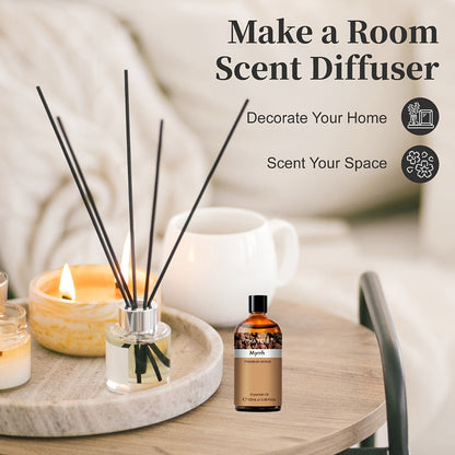Myrrh Essential Oil 100ml – Pure Undiluted Therapeutic Grade Natural Oil for Diffuser, Humidifier, Candle Making & Skincare | Long-Lasting Aroma, No Additives