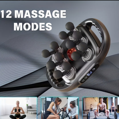 Fascia Gun Multi-Head Deep Tissue Massager – 9 High-Frequency Modes for Leg, Waist, Back & Hip Muscle Relief | Ergonomic Compact Design with High-Performance Motor for Fitness Recovery