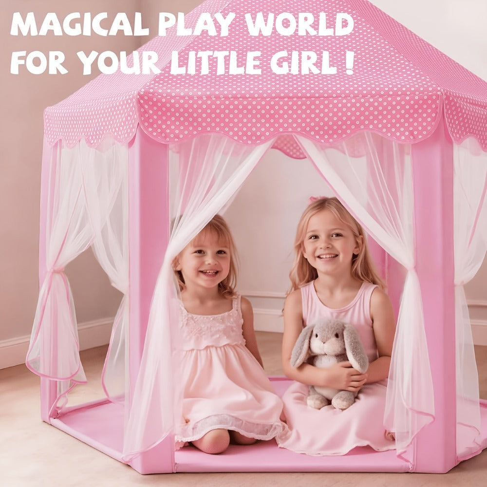 Princess Castle Play Tent for Girls Kids Indoor Outdoor Playhouse Large Toy House with Storage Bag Room Decor Birthday Holiday Gift Toddlers Boys Girls Pink